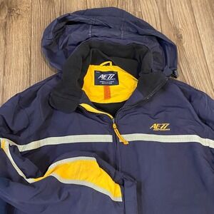 Vtg AMERICAN EAGLE AE77 MEN'S Y2K NAVY HOODED JACKET SIZE Medium Venting